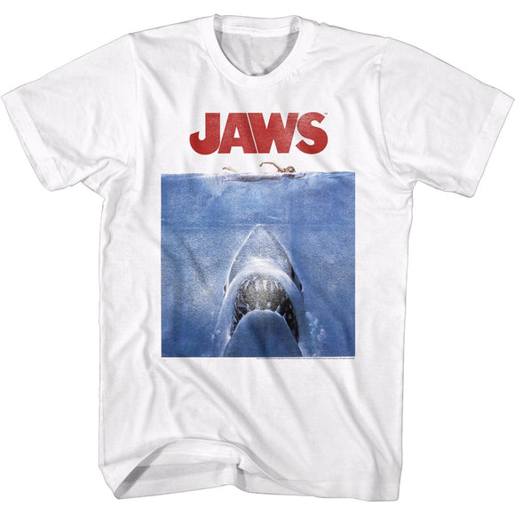 Jaws-Poster Blue-White Adult S/S T-Shirt - White