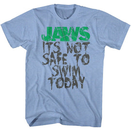 Jaws-Jaws Not Safe-Light Blue Heather Adult S/S T-Shirt - Light Blue Heather
