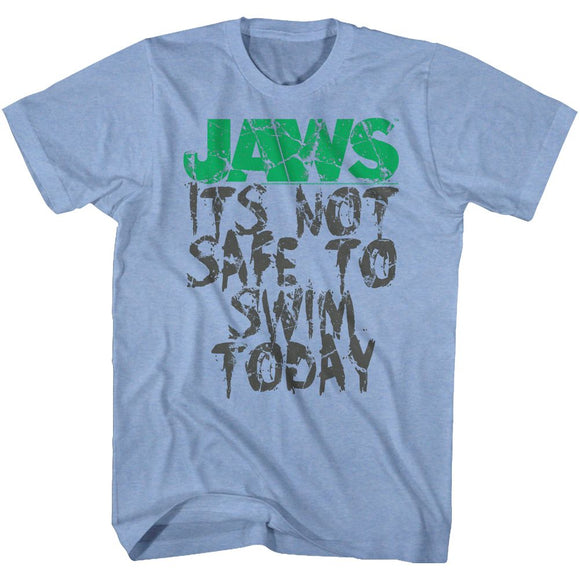 Jaws-Jaws Not Safe-Light Blue Heather Adult S/S T-Shirt - Light Blue Heather