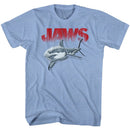 Jaws-Jaws Halftone-Light Blue Heather Adult S/S T-Shirt - Light Blue Heather