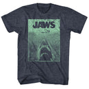 Jaws-Green Jaws-Navy Heather Adult S/S T-Shirt - Navy Heather