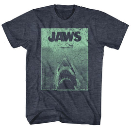Jaws-Green Jaws-Navy Heather Adult S/S T-Shirt - Navy Heather