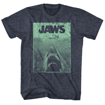 Jaws-Green Jaws-Navy Heather Adult S/S T-Shirt - Navy Heather