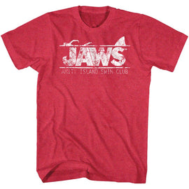 Jaws-Swim Club-Red Heather Adult S/S T-Shirt - Red Heather