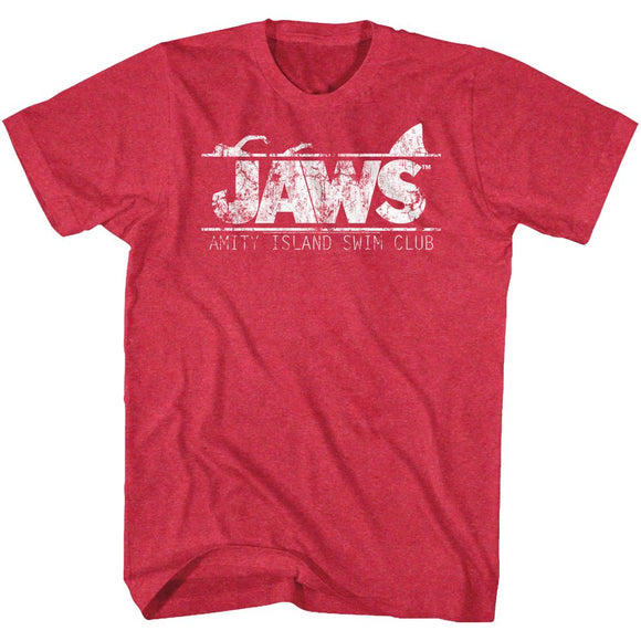 Jaws-Swim Club-Red Heather Adult S/S T-Shirt - Red Heather