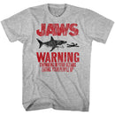 Jaws-Warning-Gray Heather Adult S/S T-Shirt - Gray Heather