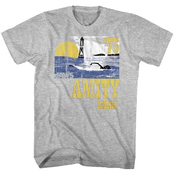 Jaws-Goin Swimming-Gray Heather Adult S/S T-Shirt - Gray Heather