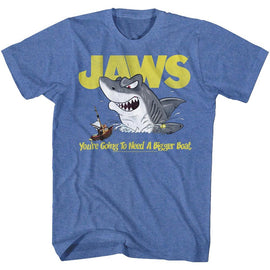 Jaws-Cartoon Jaws-Royal Heather Adult S/S T-Shirt - Royal Heather