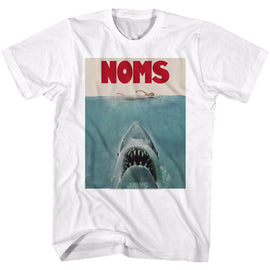 Jaws-Noms-White Adult S/S T-Shirt - White