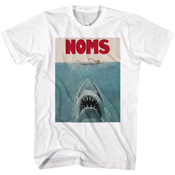 Jaws-Noms-White Adult S/S T-Shirt - White
