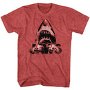Jaws-Burnt Jaws-Red Heather Adult S/S T-Shirt - Red Heather
