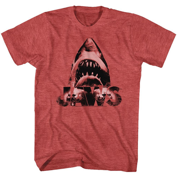 Jaws-Burnt Jaws-Red Heather Adult S/S T-Shirt - Red Heather