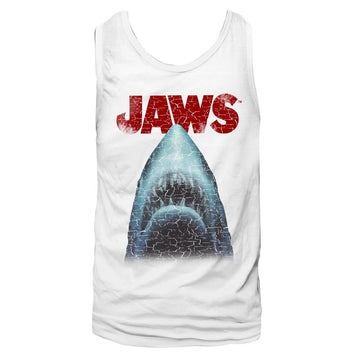 Jaws-Stressed-White Adult Tank-S - White
