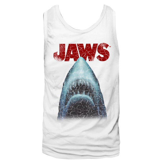 Jaws-Stressed-White Adult Tank-S - White