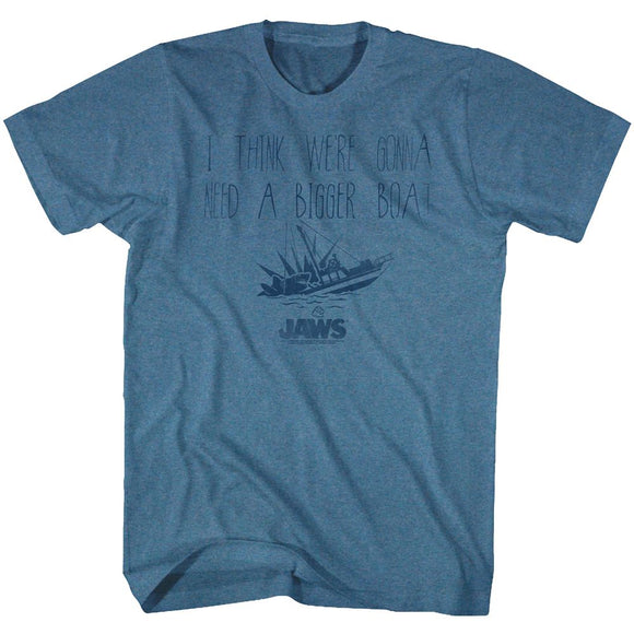Jaws-Bigger-Indigo Heather Adult S/S T-Shirt - Indigo Heather