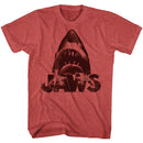 Jaws-Burnt Jaws-Red Heather Adult S/S T-Shirt - Red Heather