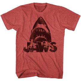 Jaws-Burnt Jaws-Red Heather Adult S/S T-Shirt - Red Heather