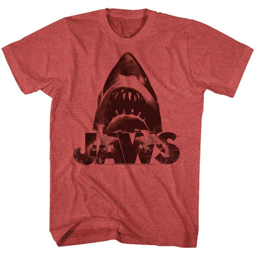 Jaws-Burnt Jaws-Red Heather Adult S/S T-Shirt - Red Heather