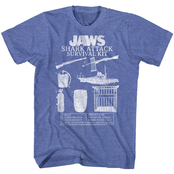 Jaws-Survival Kit 2-Royal Heather Adult S/S T-Shirt - Royal Heather