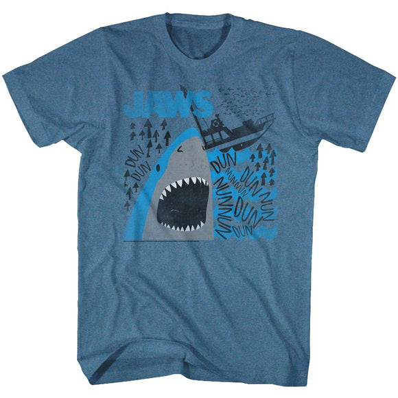 Jaws-Dun Nun-Indigo Heather Adult S/S T-Shirt - Indigo Heather