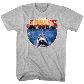 Jaws-Omg-Gray Heather Adult S/S T-Shirt - Gray Heather
