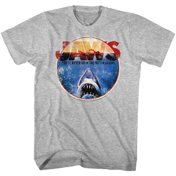 Jaws-Omg-Gray Heather Adult S/S T-Shirt - Gray Heather