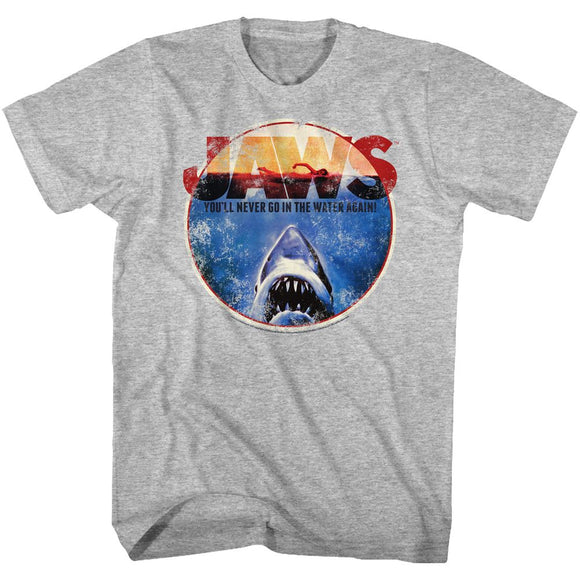 Jaws-Omg-Gray Heather Adult S/S T-Shirt - Gray Heather