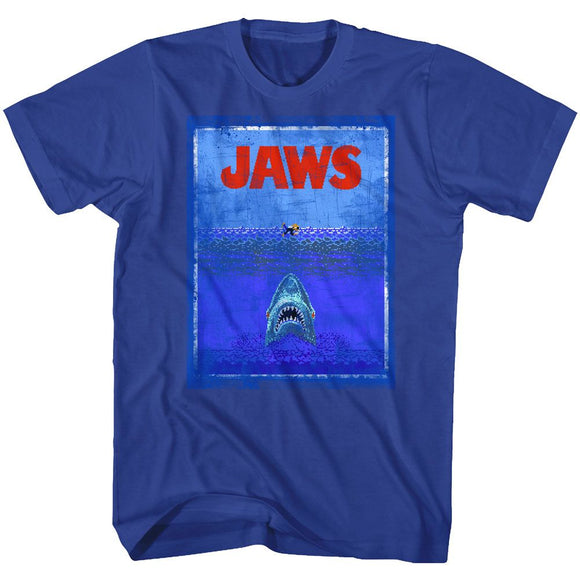 Jaws-8Bit Terror-Royal Adult S/S T-Shirt - Royal