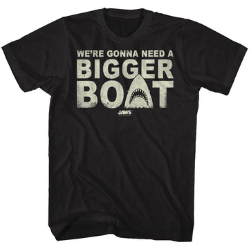 Jaws-Bigger Boat-Black Adult S/S T-Shirt - Black