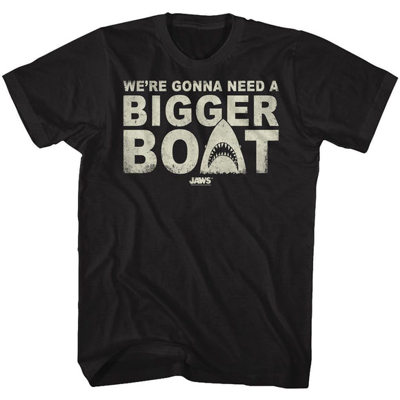 Jaws-Bigger Boat-Black Adult S/S T-Shirt - Black