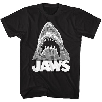 Jaws-Geometric Sharks-Black Adult S/S T-Shirt - Black