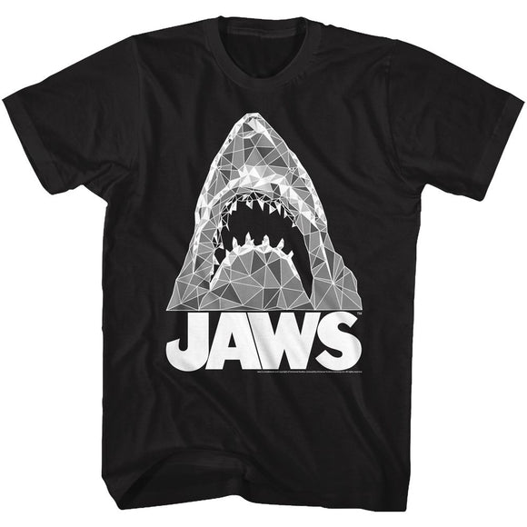Jaws-Geometric Sharks-Black Adult S/S T-Shirt - Black