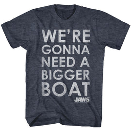 Jaws-Bigger Boat-Navy Adult S/S T-Shirt - Navy