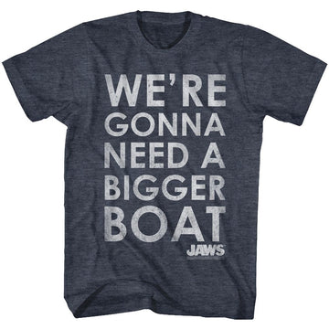 Jaws-Bigger Boat-Navy Adult S/S T-Shirt - Navy