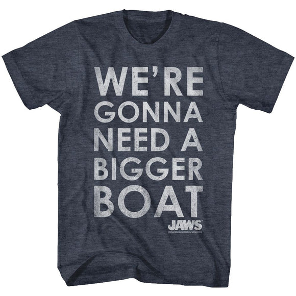 Jaws-Bigger Boat-Navy Adult S/S T-Shirt - Navy