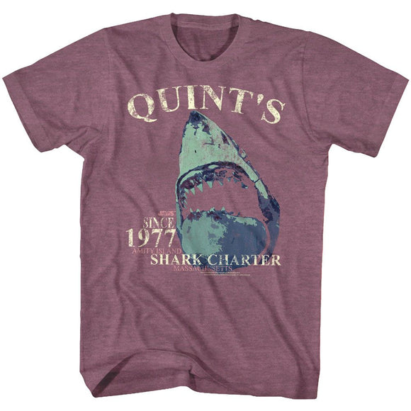 Jaws-Quints Charter-Vintage Maroon Heather Adult S/S T-Shirt - Vintage Maroon Heather