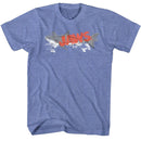 Jaws-Watermark-Light Blue Heather Adult S/S T-Shirt - Light Blue Heather