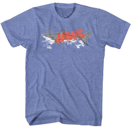 Jaws-Watermark-Light Blue Heather Adult S/S T-Shirt - Light Blue Heather