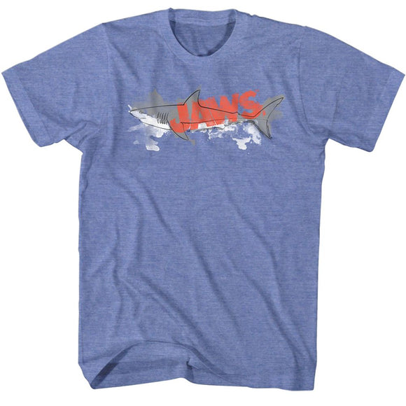 Jaws-Watermark-Light Blue Heather Adult S/S T-Shirt - Light Blue Heather