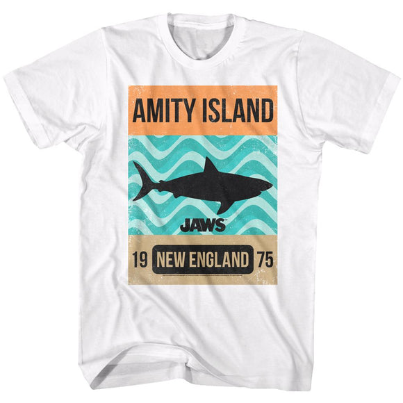 Jaws-Waves-White Adult S/S T-Shirt - White