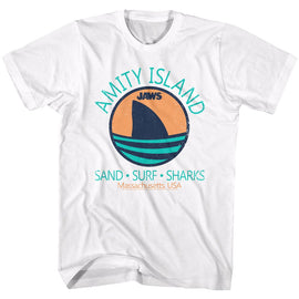 Jaws-Shark Fin-White Adult S/S T-Shirt - White