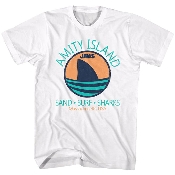 Jaws-Shark Fin-White Adult S/S T-Shirt - White