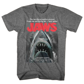 Jaws-Beware-Graphite Heather Adult S/S T-Shirt - Graphite Heather