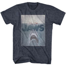 Jaws-Transparent-Navy Heather Adult S/S T-Shirt - Navy Heather