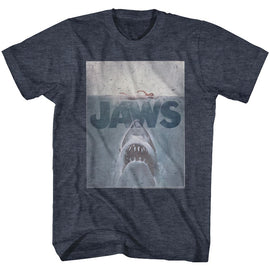 Jaws-Transparent-Navy Heather Adult S/S T-Shirt - Navy Heather