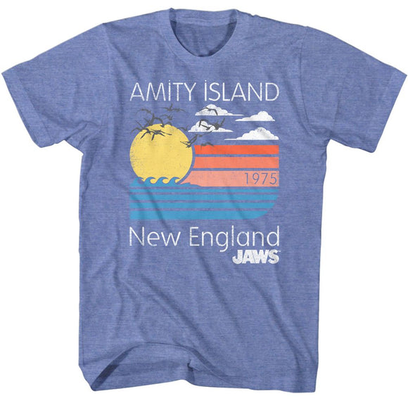Jaws-Pastels-Light Blue Heather Adult S/S T-Shirt - Light Blue Heather