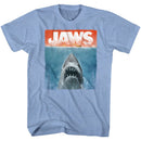 Jaws-Colors-Light Blue Heather Adult S/S T-Shirt - Light Blue Heather
