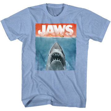 Jaws-Colors-Light Blue Heather Adult S/S T-Shirt - Light Blue Heather
