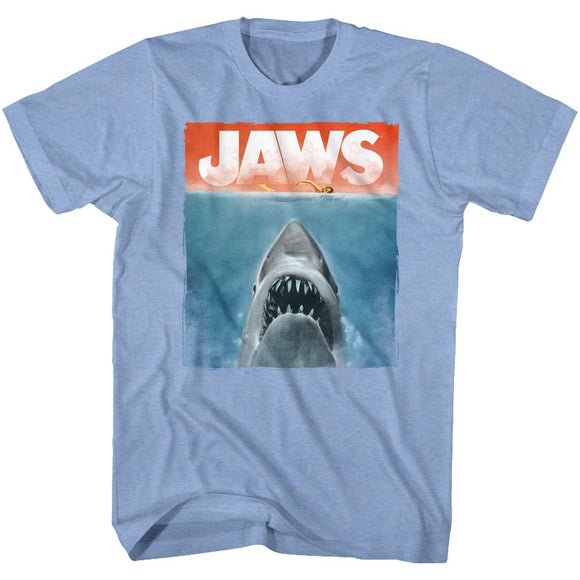 Jaws-Colors-Light Blue Heather Adult S/S T-Shirt - Light Blue Heather