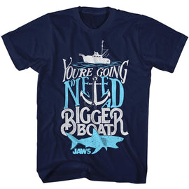 Jaws-Typography-Navy Adult S/S T-Shirt - Navy